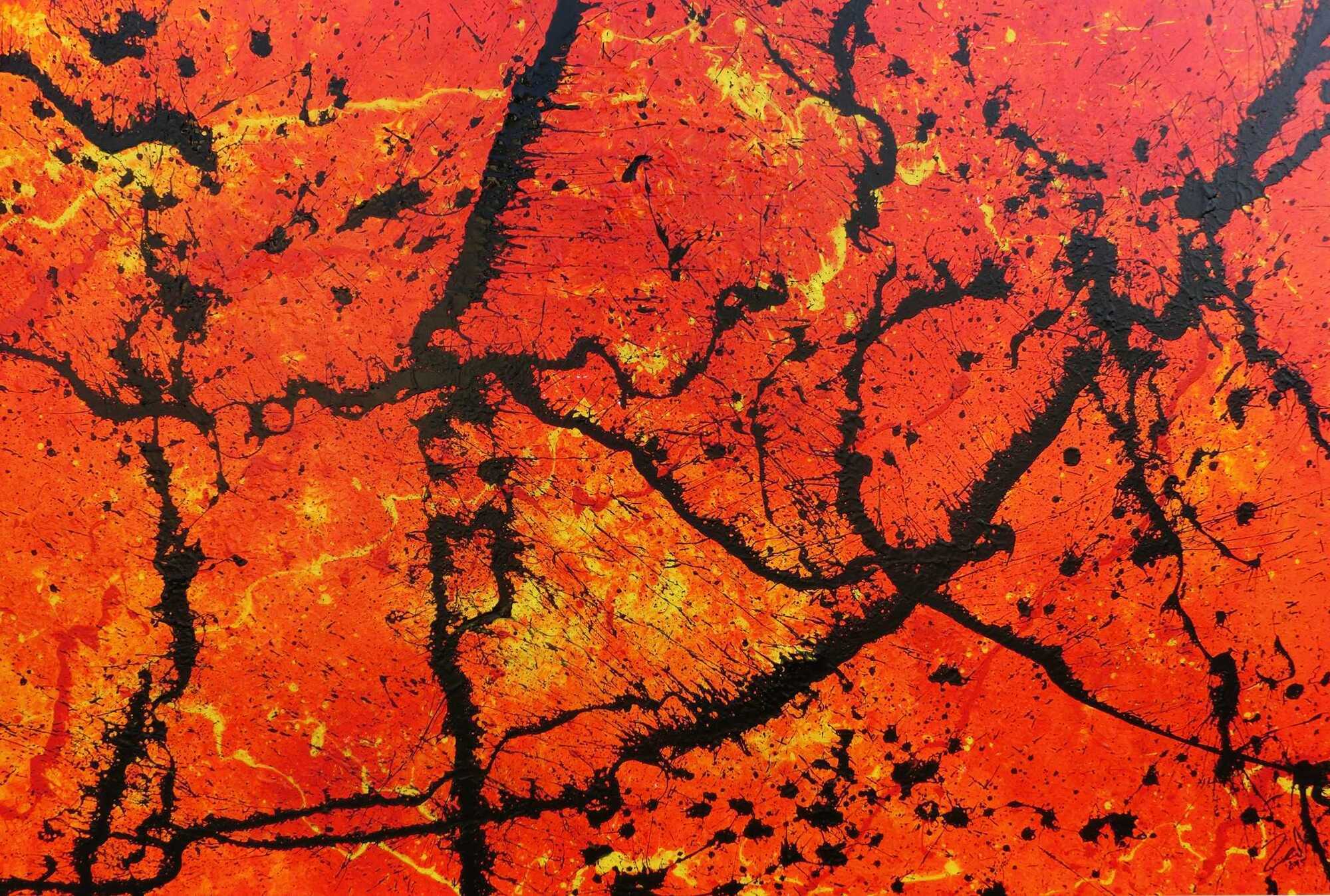 Abstraktes Acrylbild in orange sehr modern