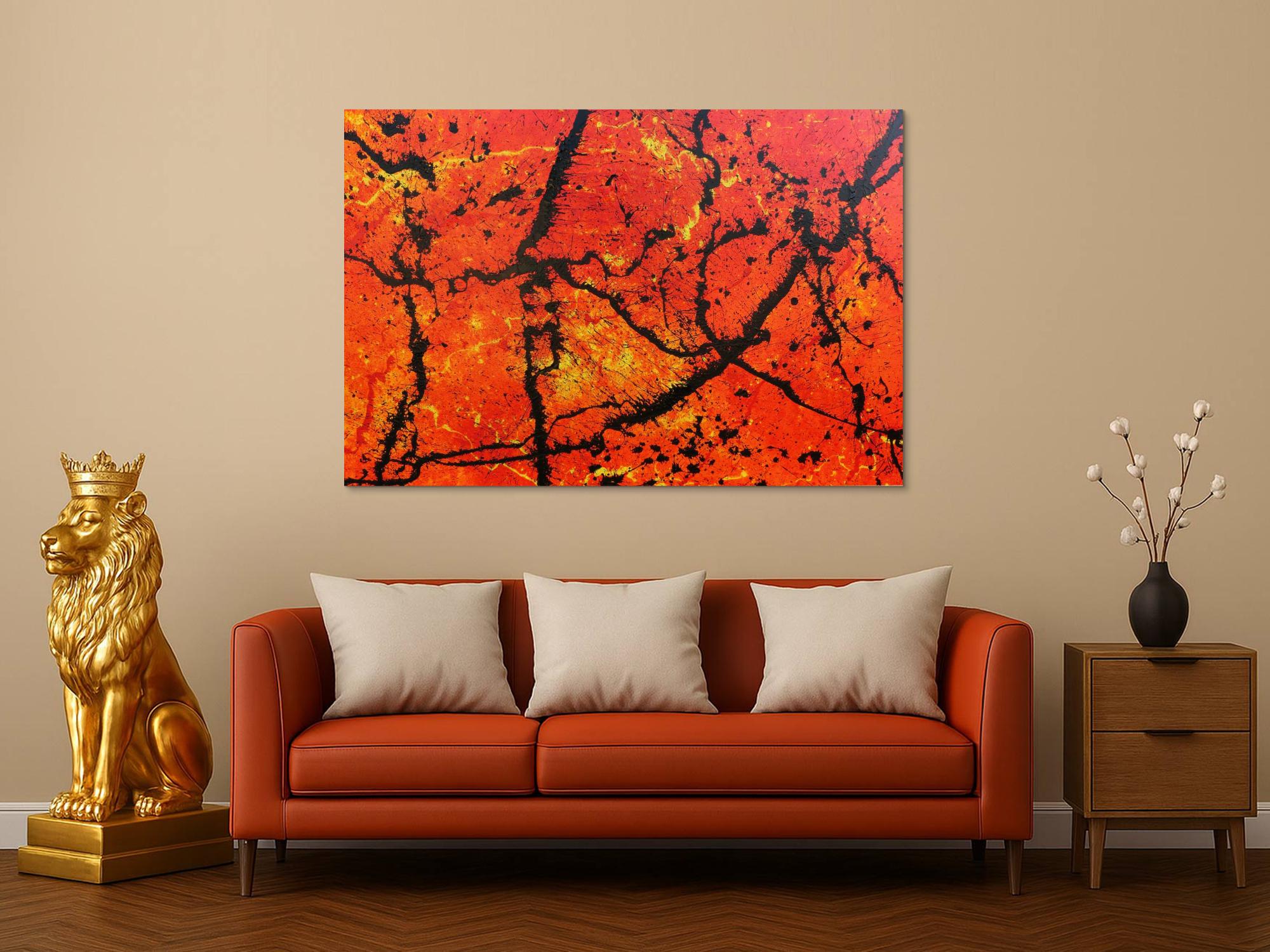 Abstraktes Acrylbild in orange sehr modern