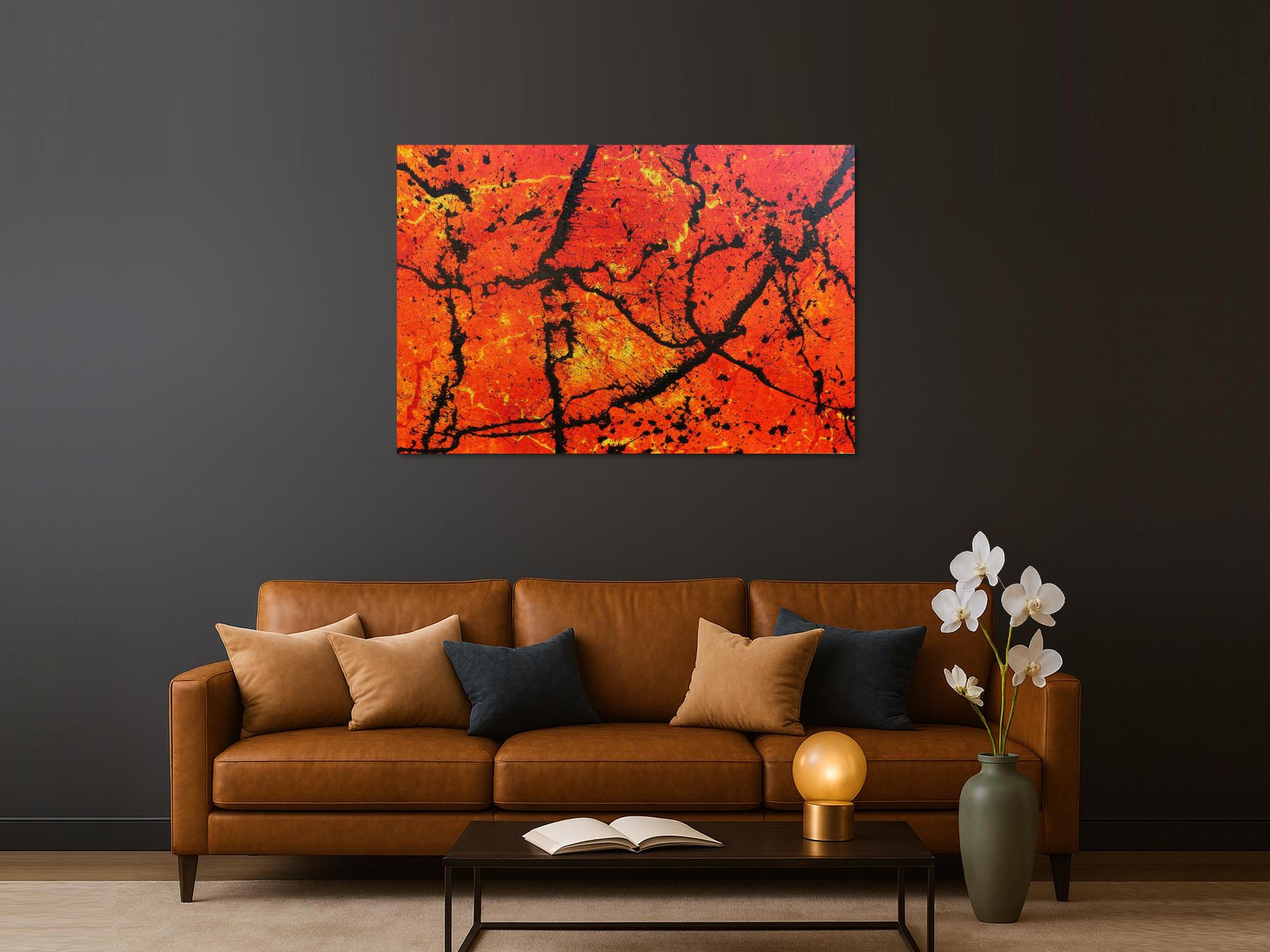 Abstraktes Acrylbild in orange sehr modern