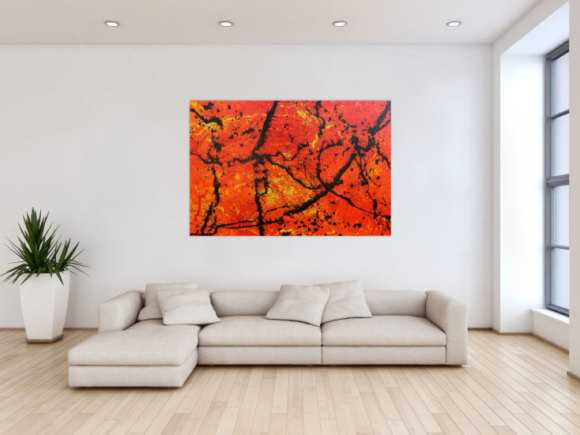 Abstraktes Acrylbild in orange sehr modern