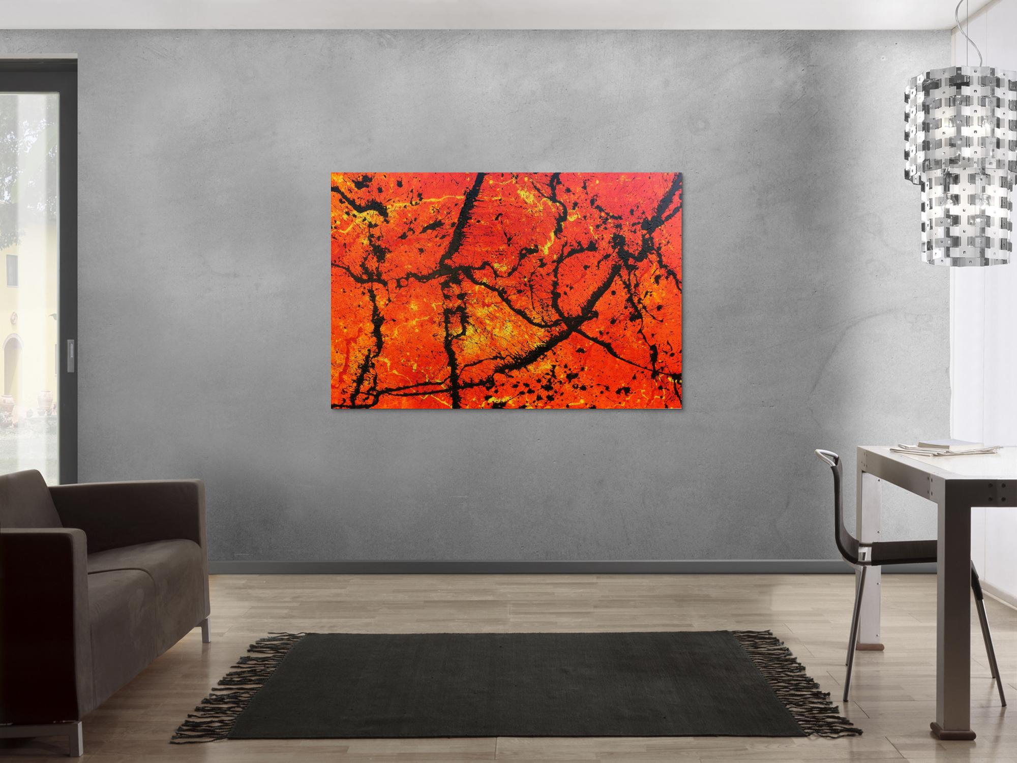 Abstraktes Acrylbild in orange sehr modern