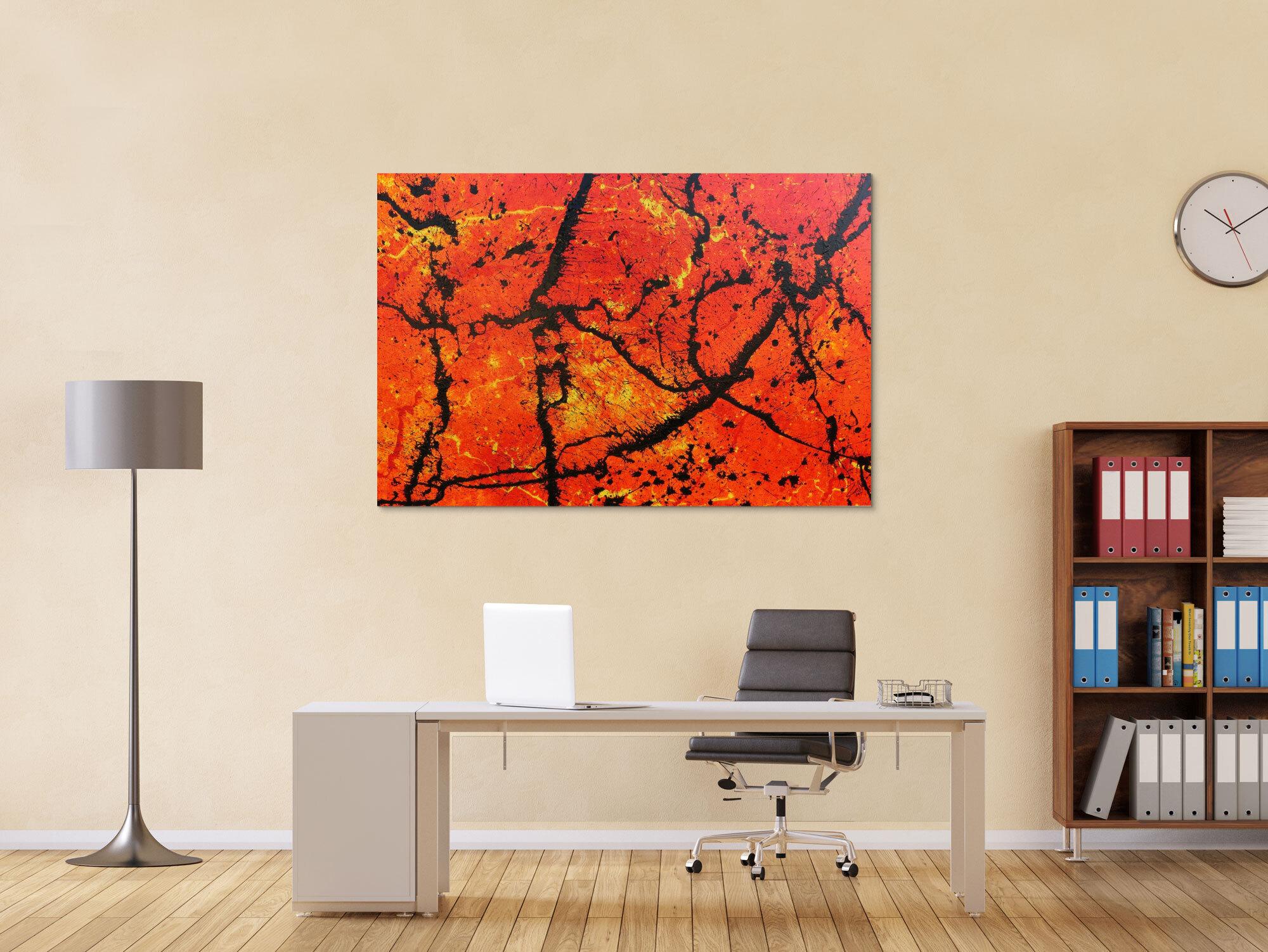 Abstraktes Acrylbild in orange sehr modern