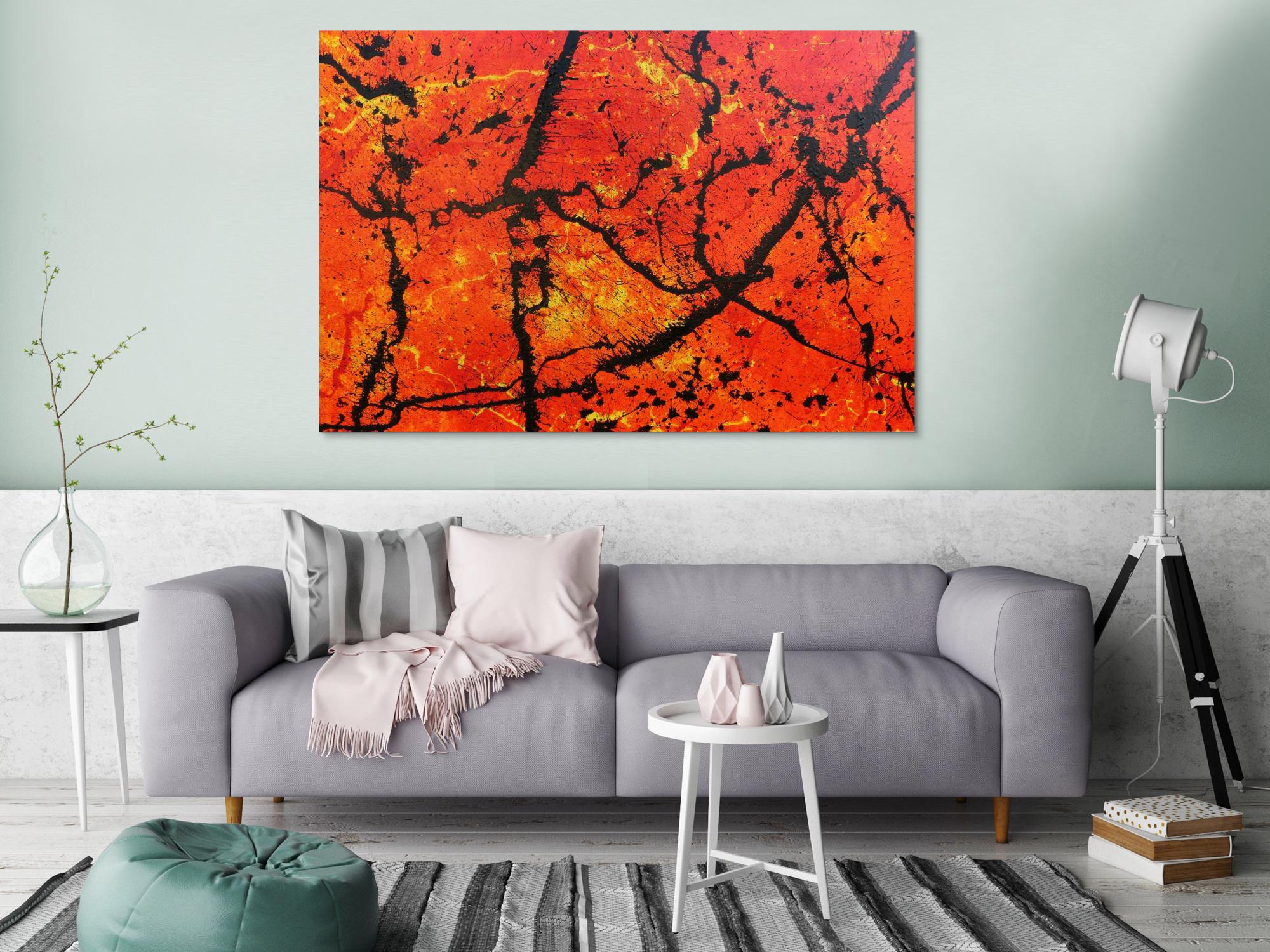 Abstraktes Acrylbild in orange sehr modern