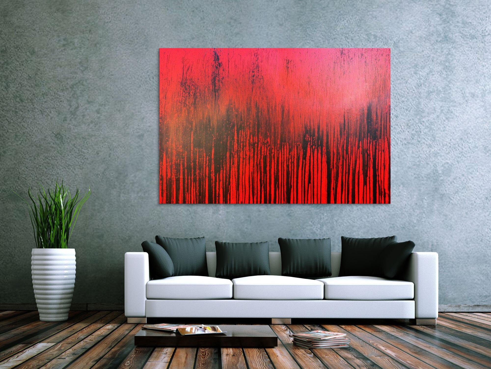 Abstraktes Kunstwerk in Rot und Orange