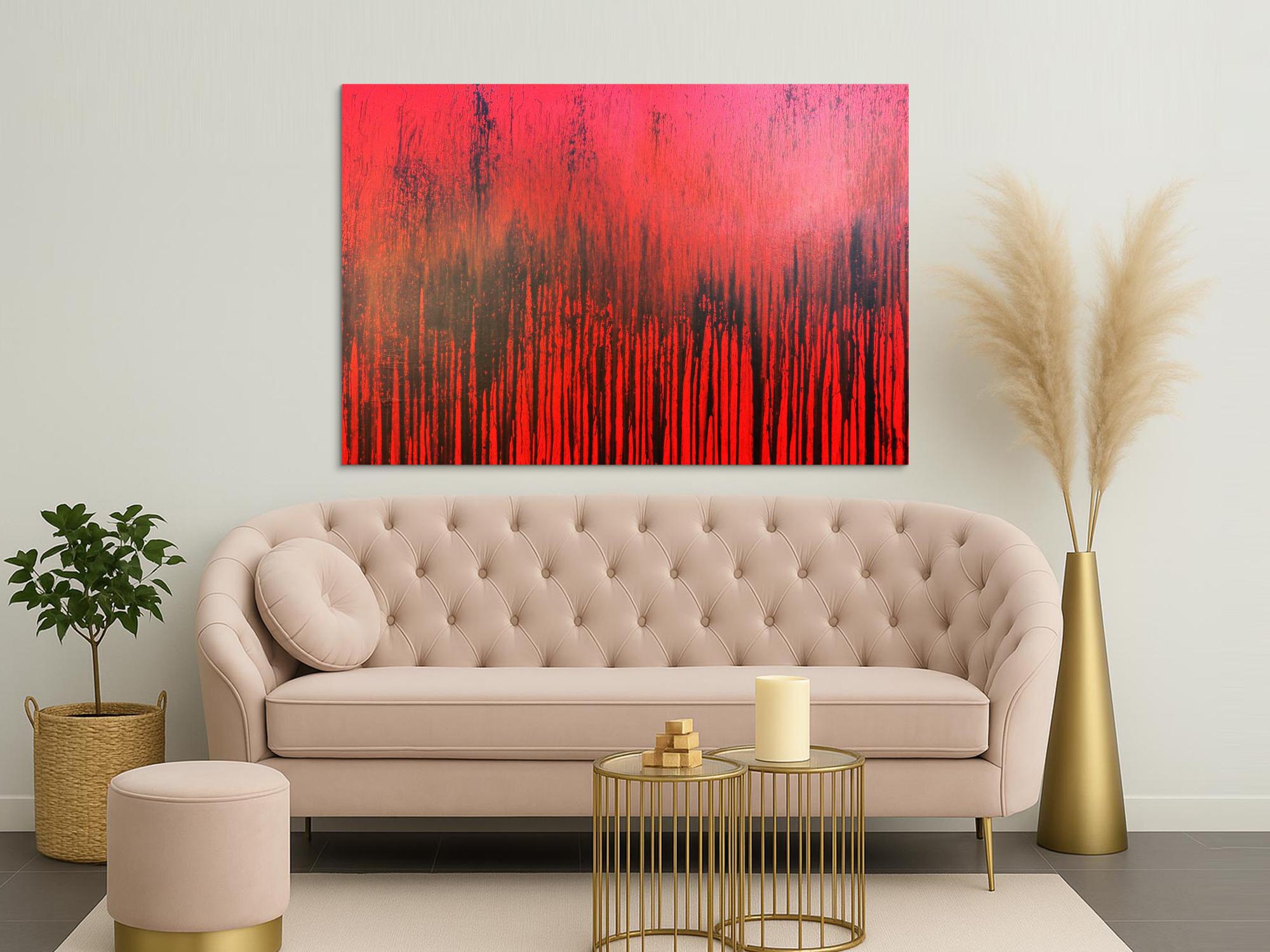 Modernes Acrylbild minimalistisch in rot abstrakt