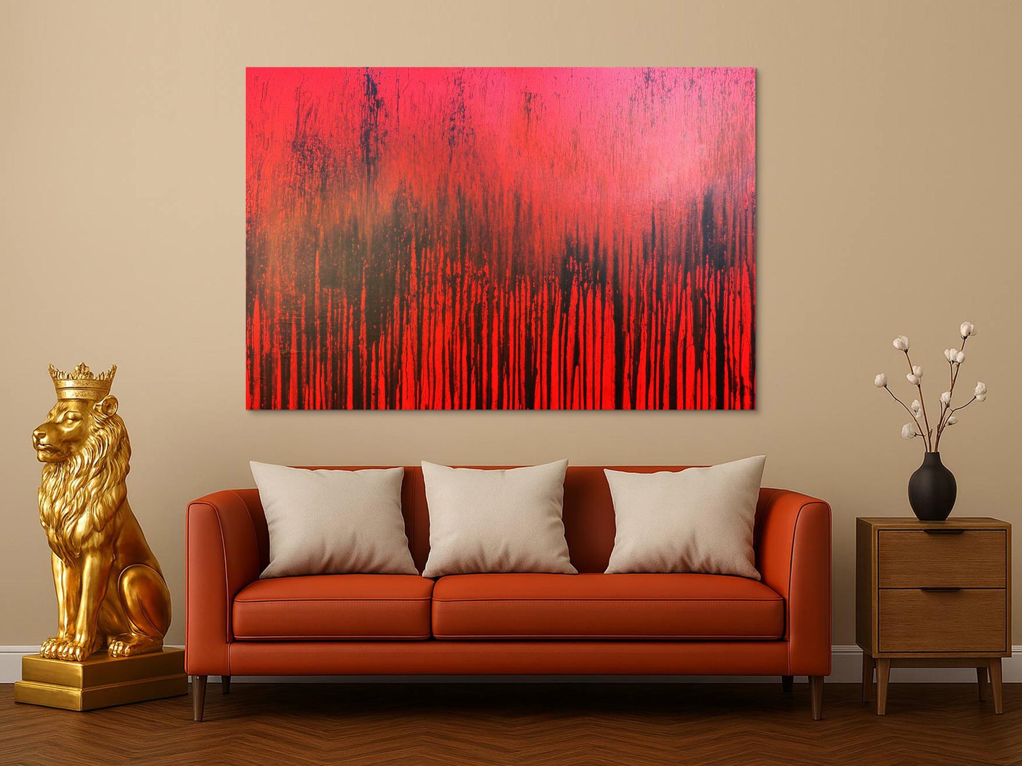 Modernes Acrylbild minimalistisch in rot abstrakt