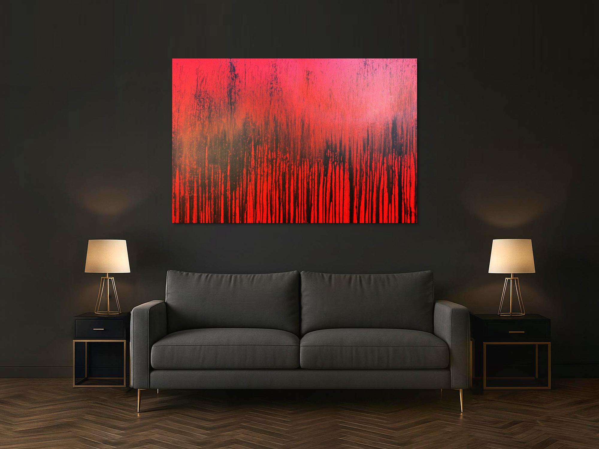 Modernes Acrylbild minimalistisch in rot abstrakt