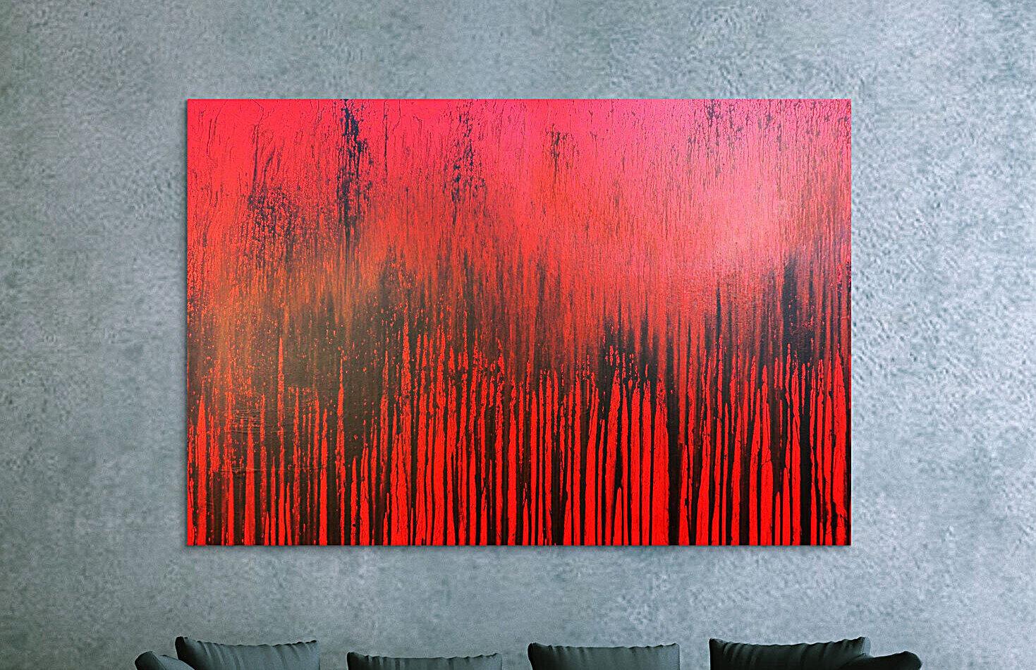 Modernes Acrylbild minimalistisch in rot abstrakt