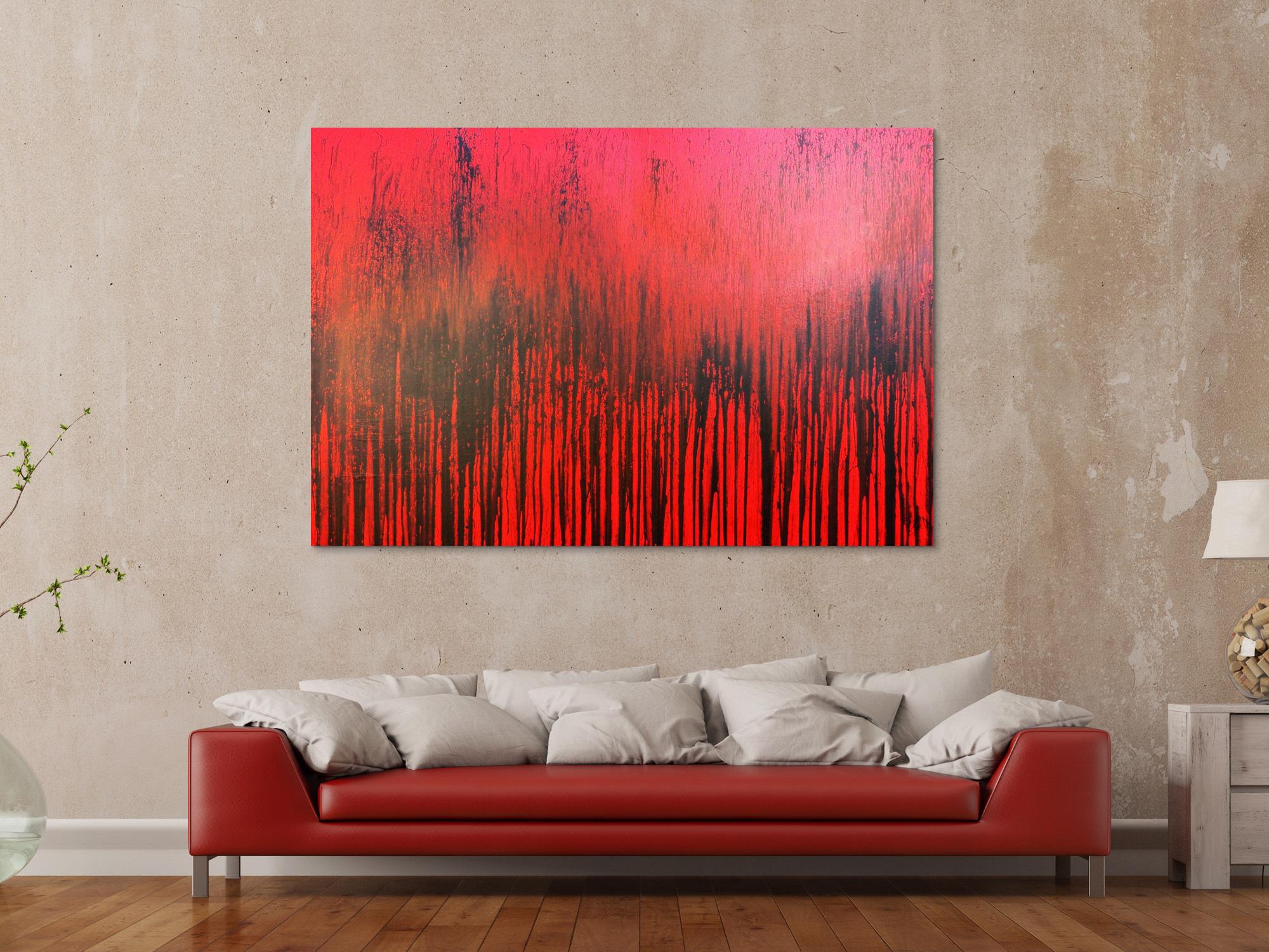 Modernes Acrylbild minimalistisch in rot abstrakt