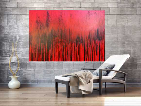 Modernes Acrylbild minimalistisch in rot abstrakt