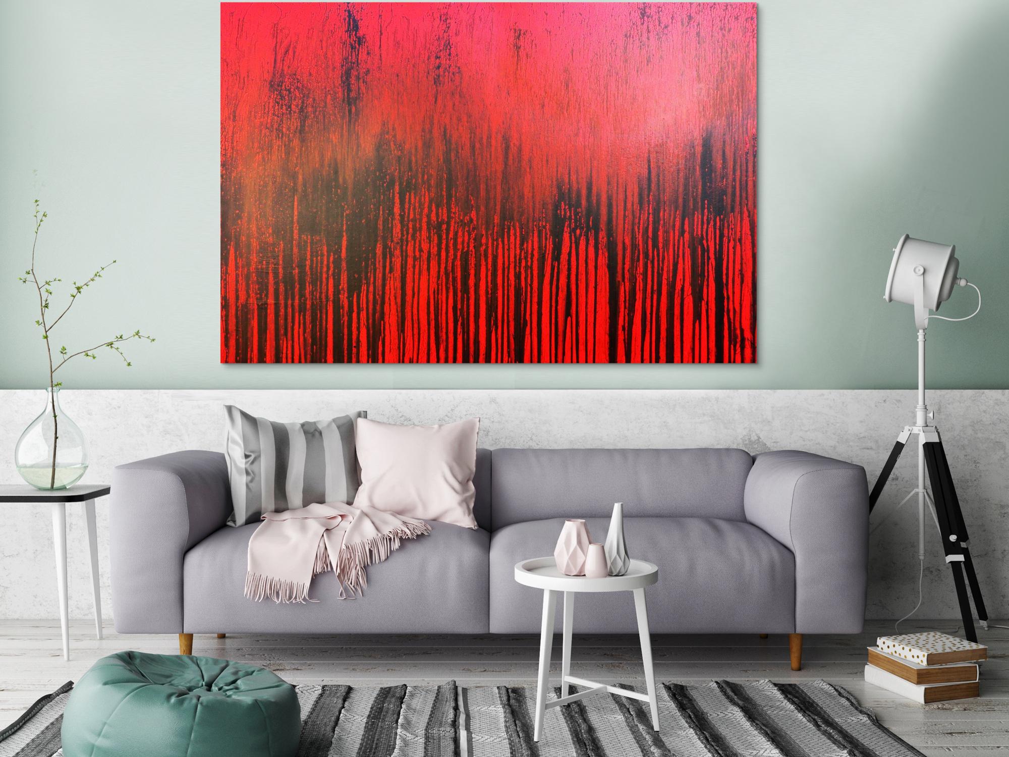 Modernes Acrylbild minimalistisch in rot abstrakt