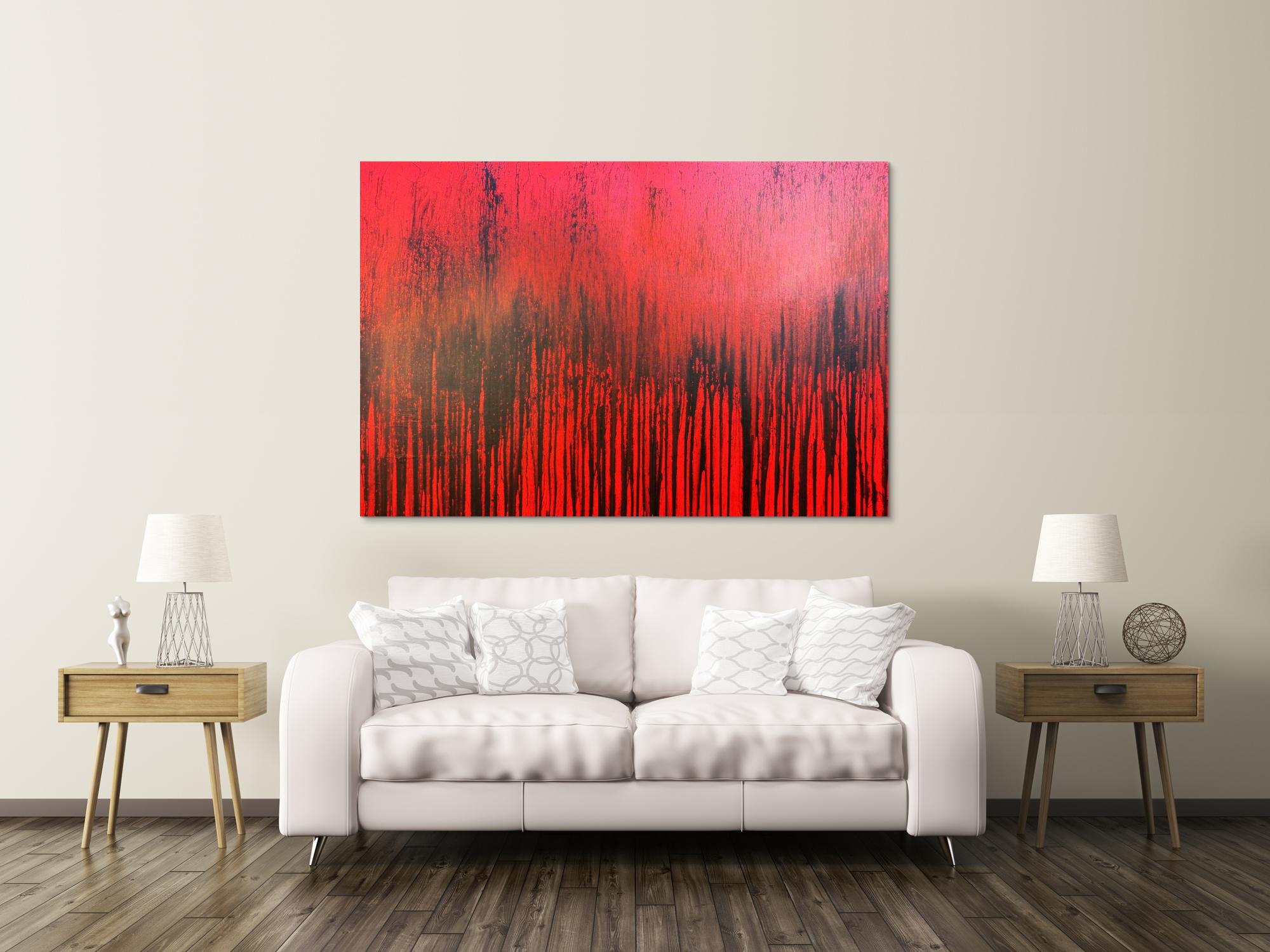 Modernes Acrylbild minimalistisch in rot abstrakt