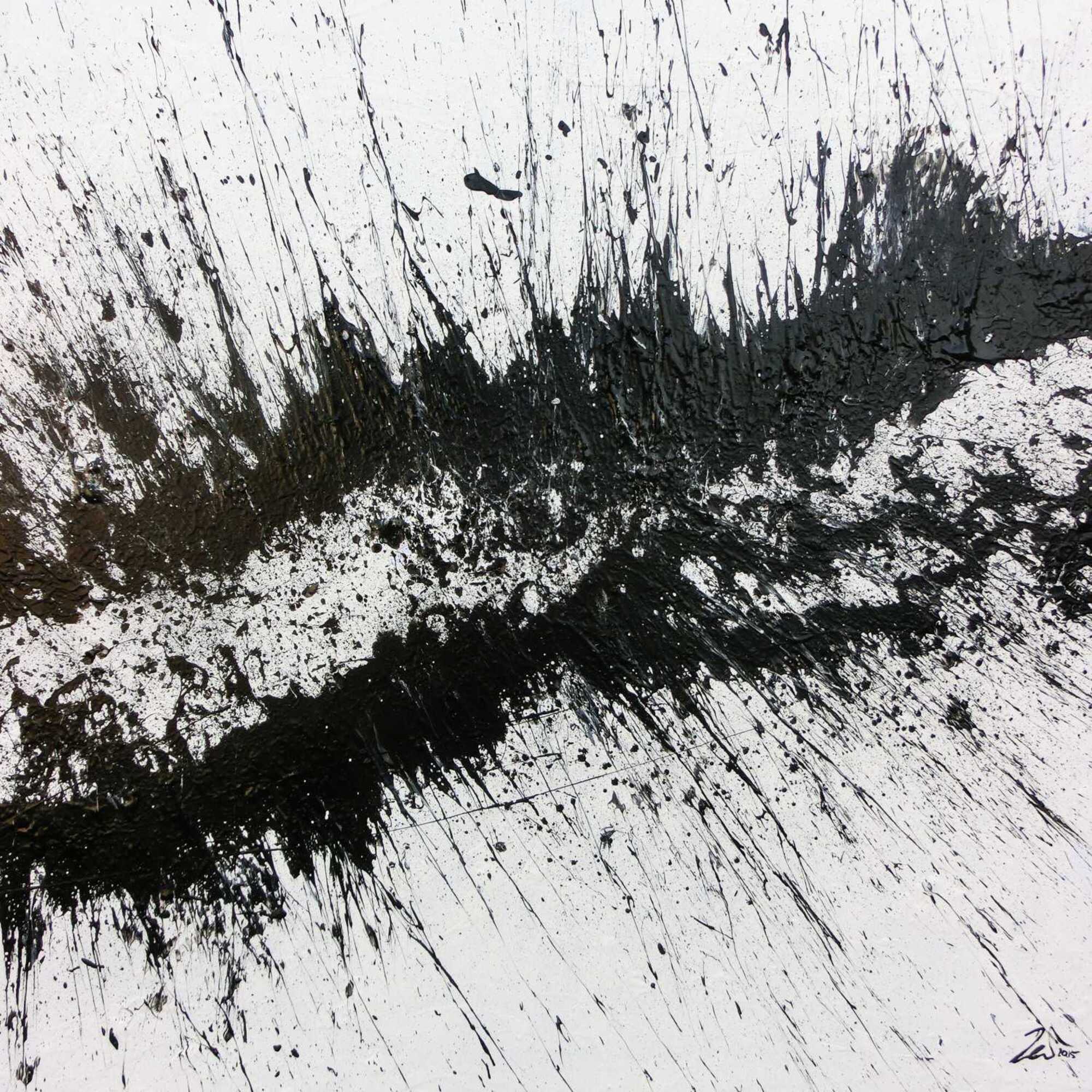 Sehr modernes abstraktes Acrylbild in schwarz weiß minimalistisch