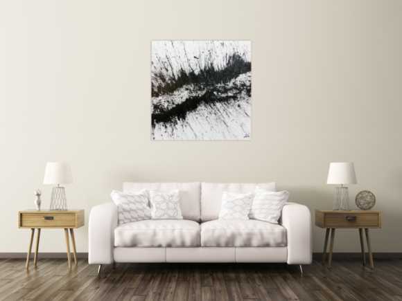 Sehr modernes abstraktes Acrylbild in schwarz weiß minimalistisch