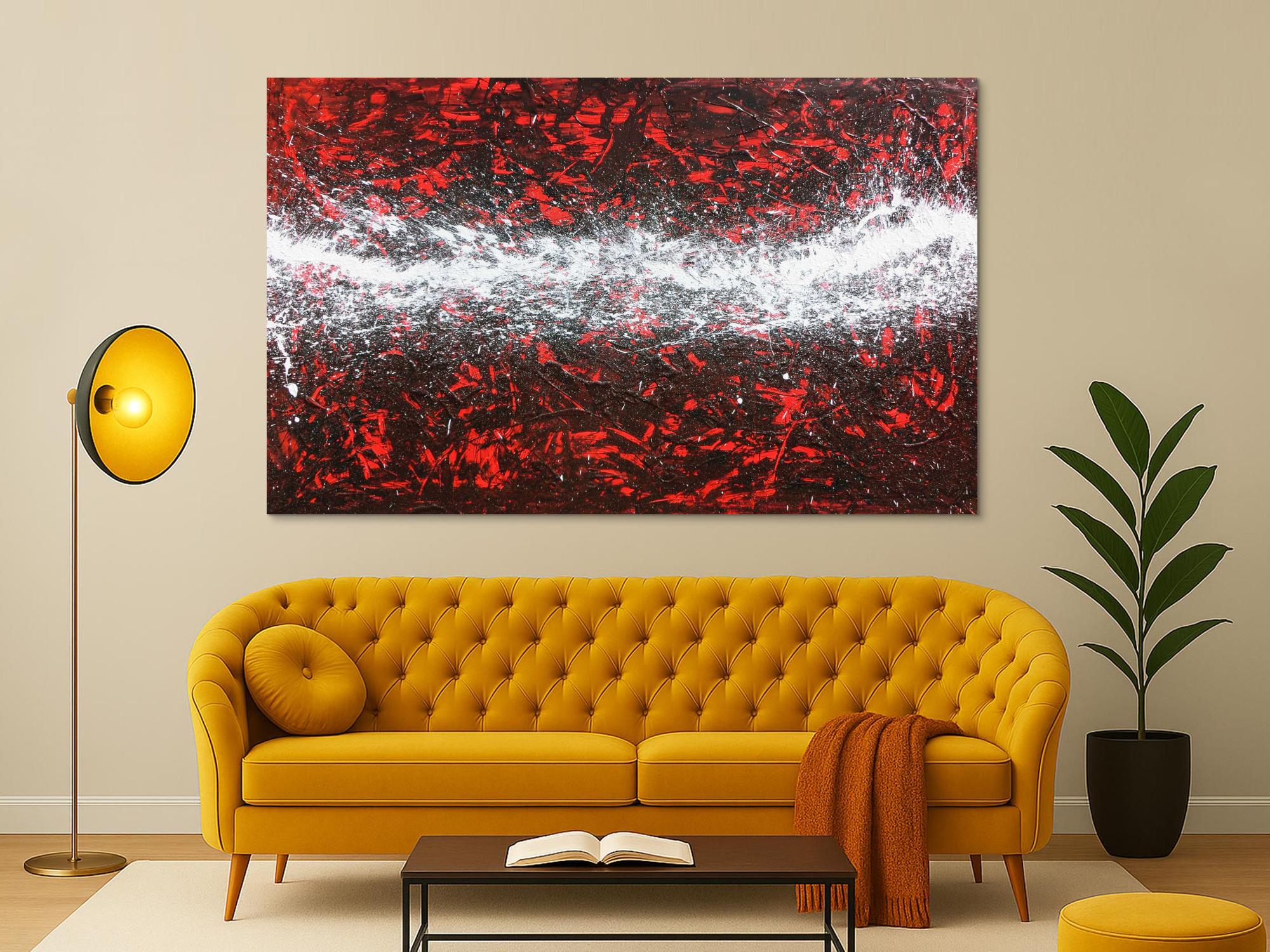 Großes Acrylbild in rot weiß sehr modern und absttrakt
