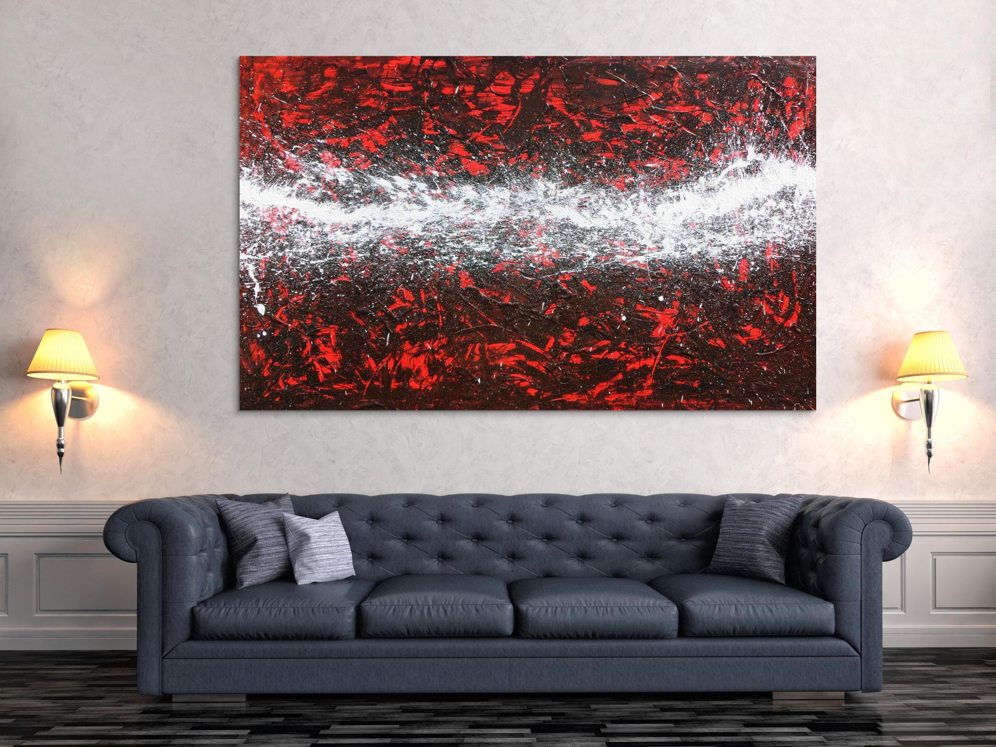 Großes Acrylbild in rot weiß sehr modern und absttrakt