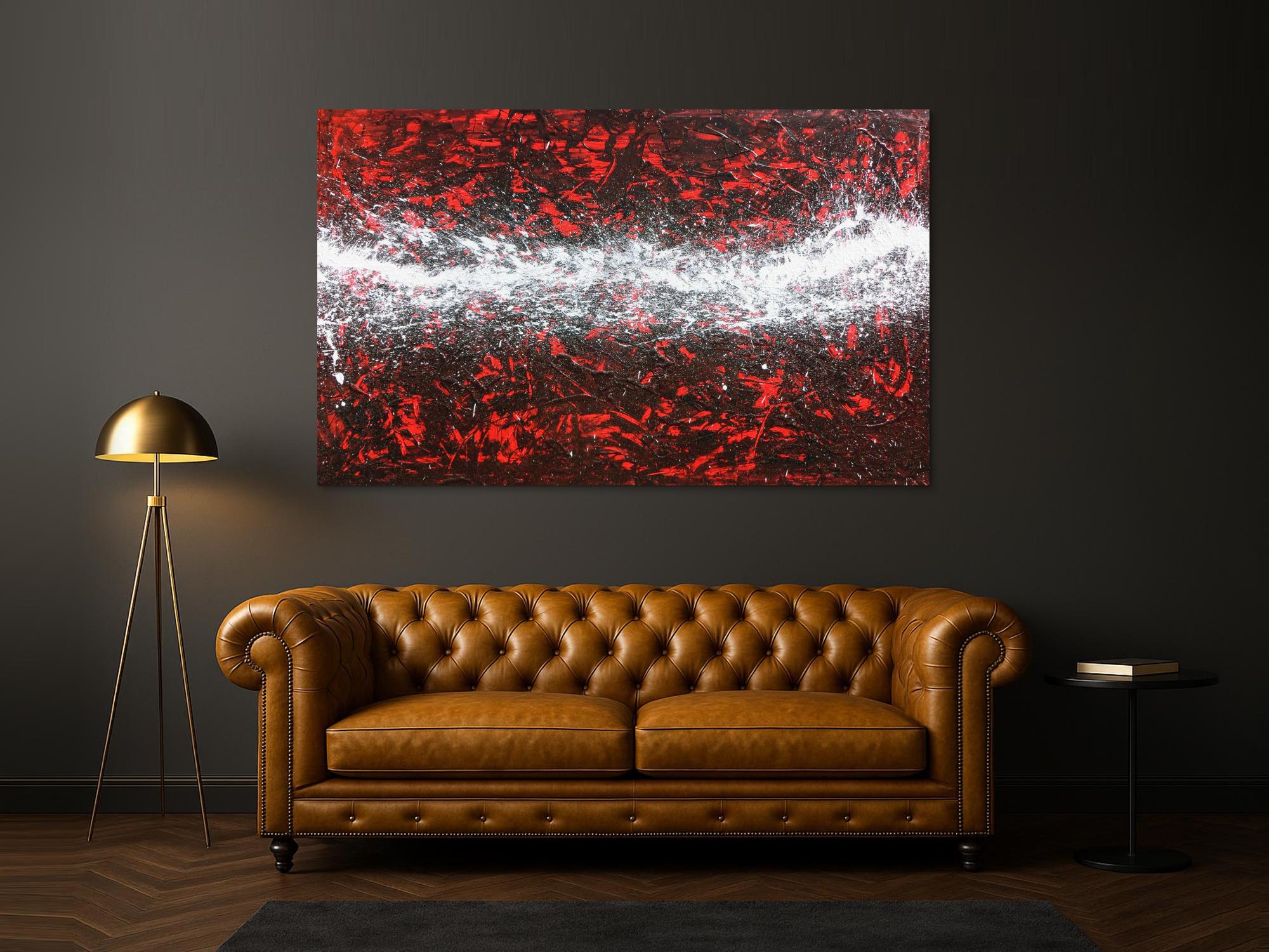 Großes Acrylbild in rot weiß sehr modern und absttrakt