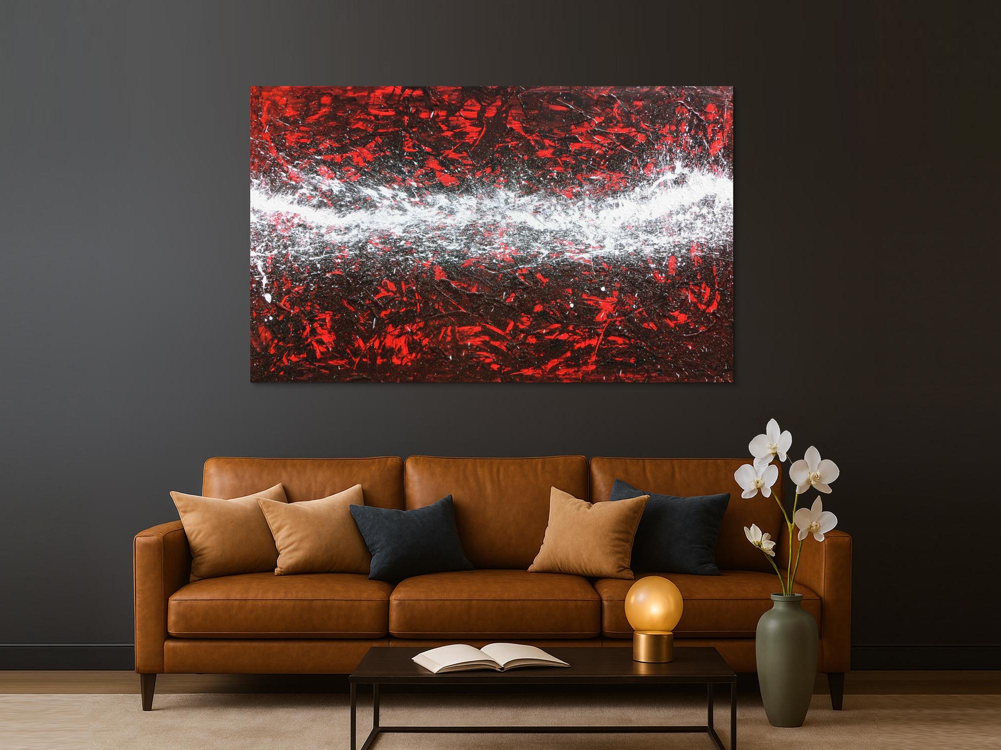 Großes Acrylbild in rot weiß sehr modern und absttrakt