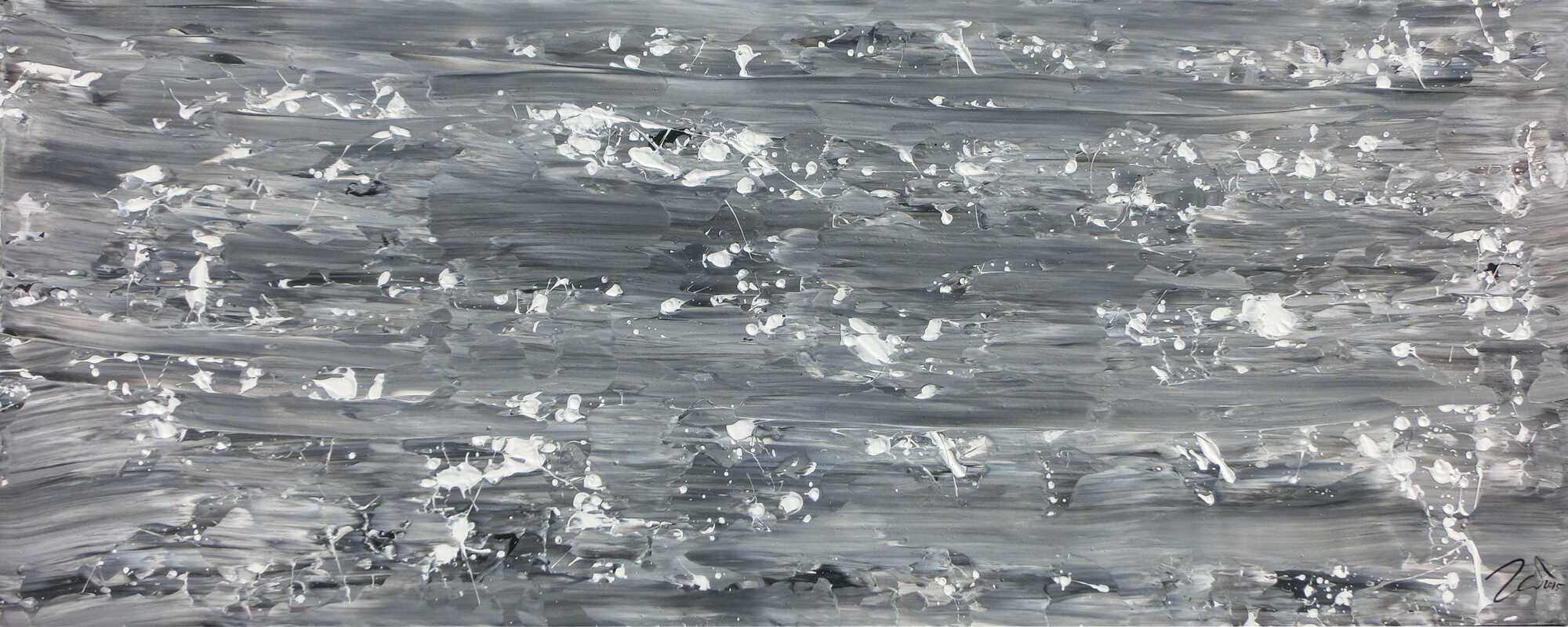 Abstraktes Acrylbild schlicht in grau schwarz weiß