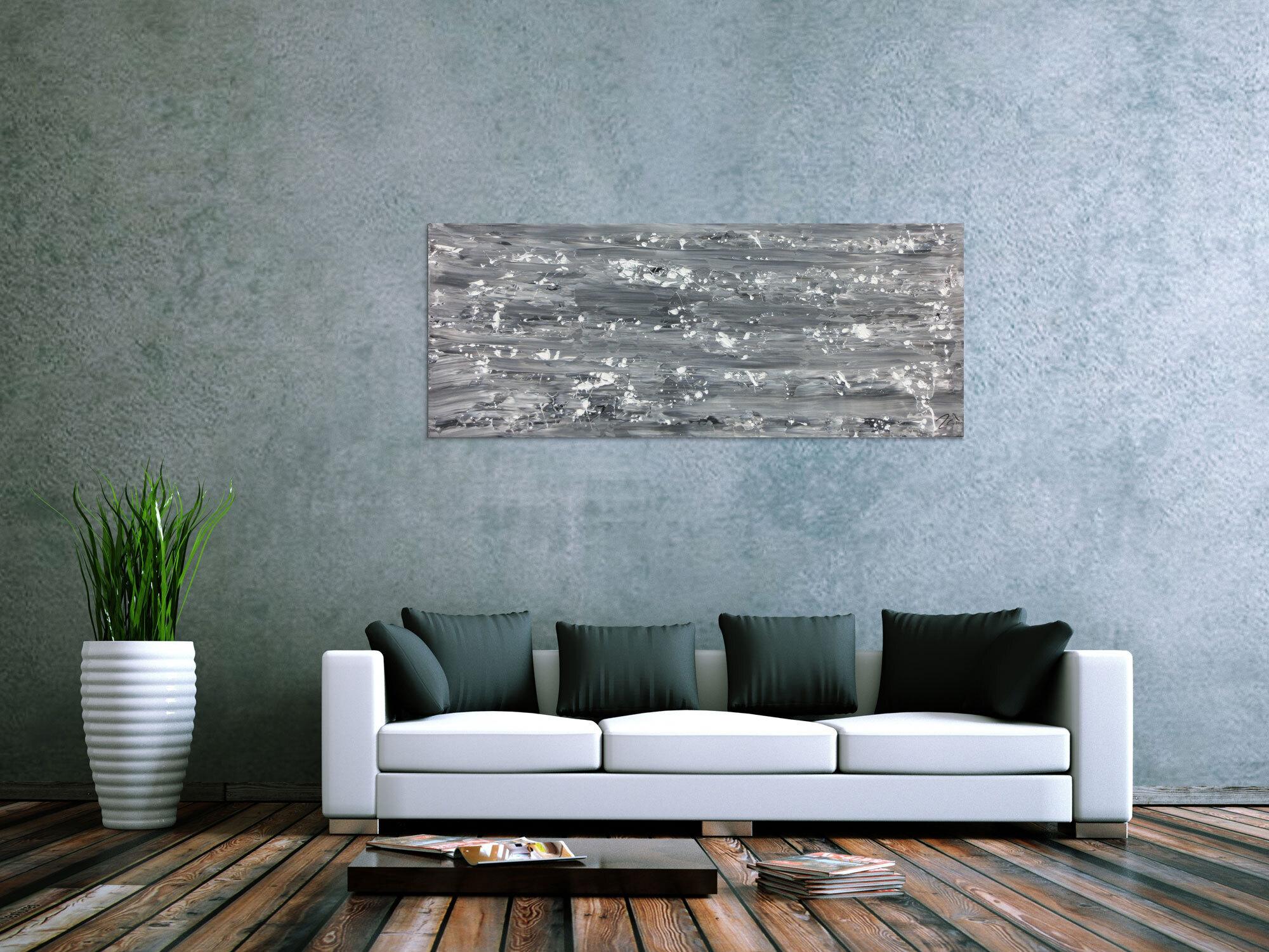 Abstraktes Acrylbild schlicht in grau schwarz weiß