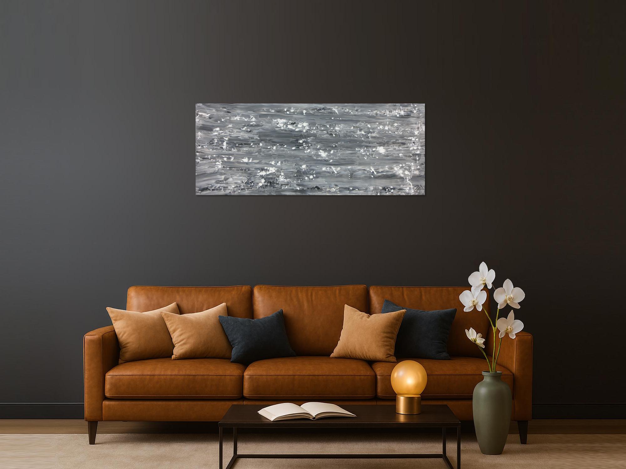 Abstraktes Acrylbild schlicht in grau schwarz weiß