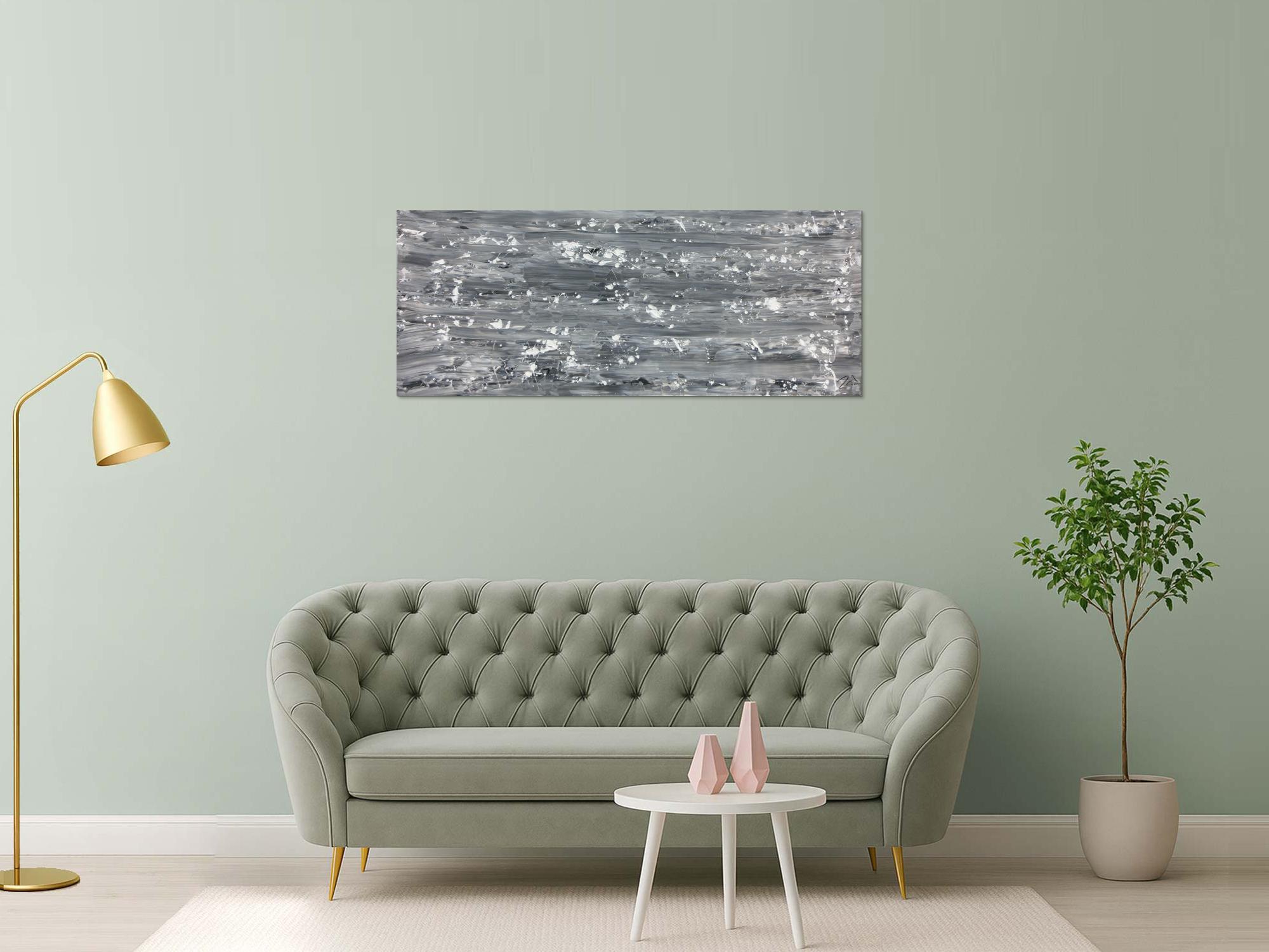 Abstraktes Acrylbild schlicht in grau schwarz weiß