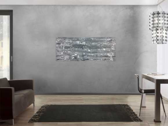 Abstraktes Acrylbild schlicht in grau schwarz weiß