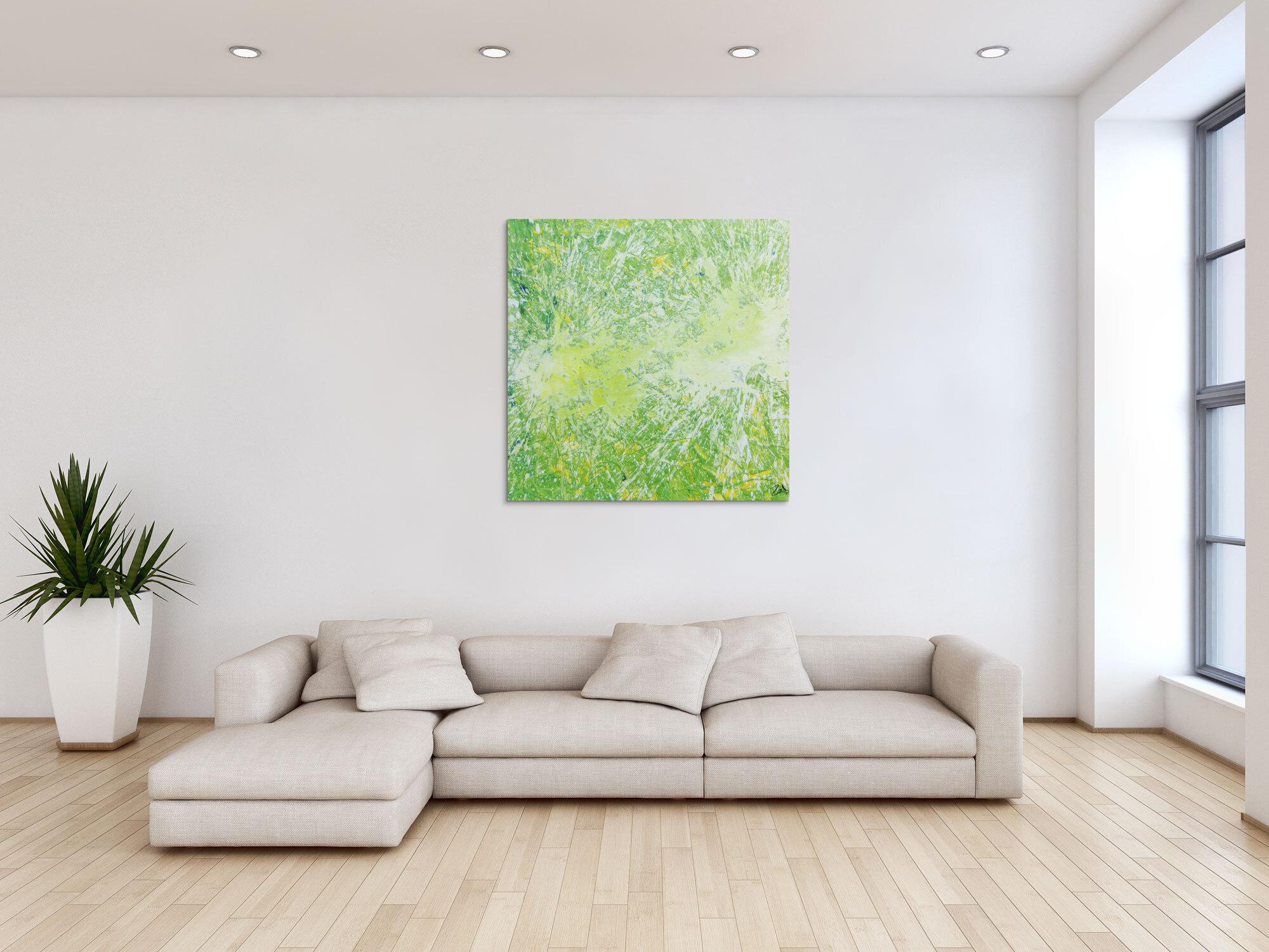 Abstraktes Acrylbild quadrtatisch in hellen Farben sehr modern