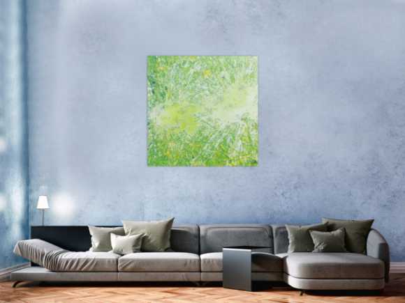 Abstraktes Acrylbild quadrtatisch in hellen Farben sehr modern