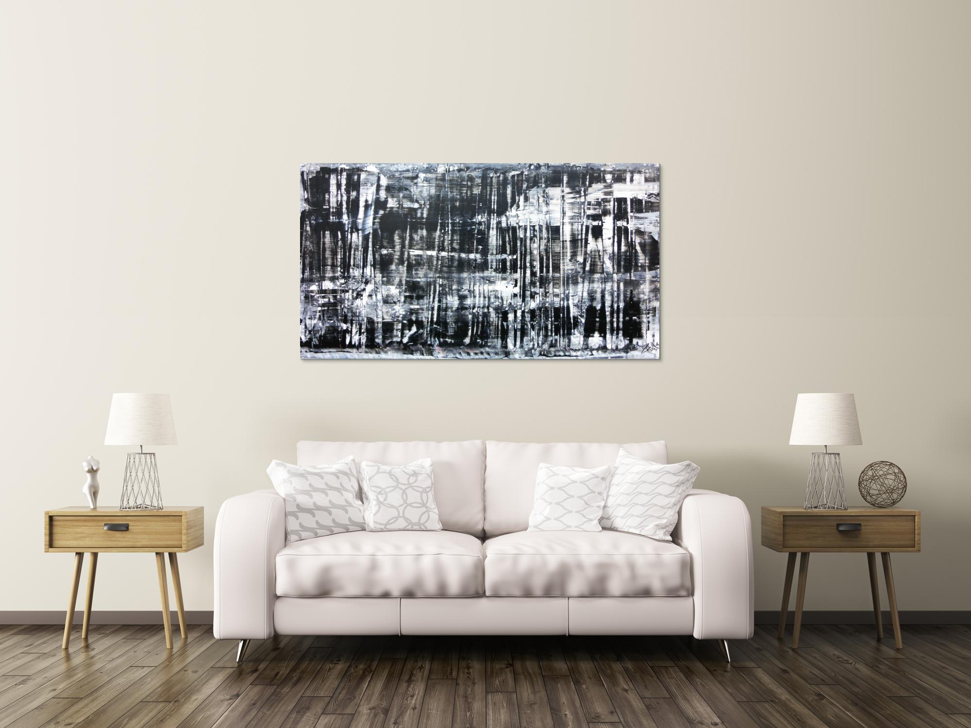 Sehr modernes und schlichtes Acrylbild in schwarz weiß