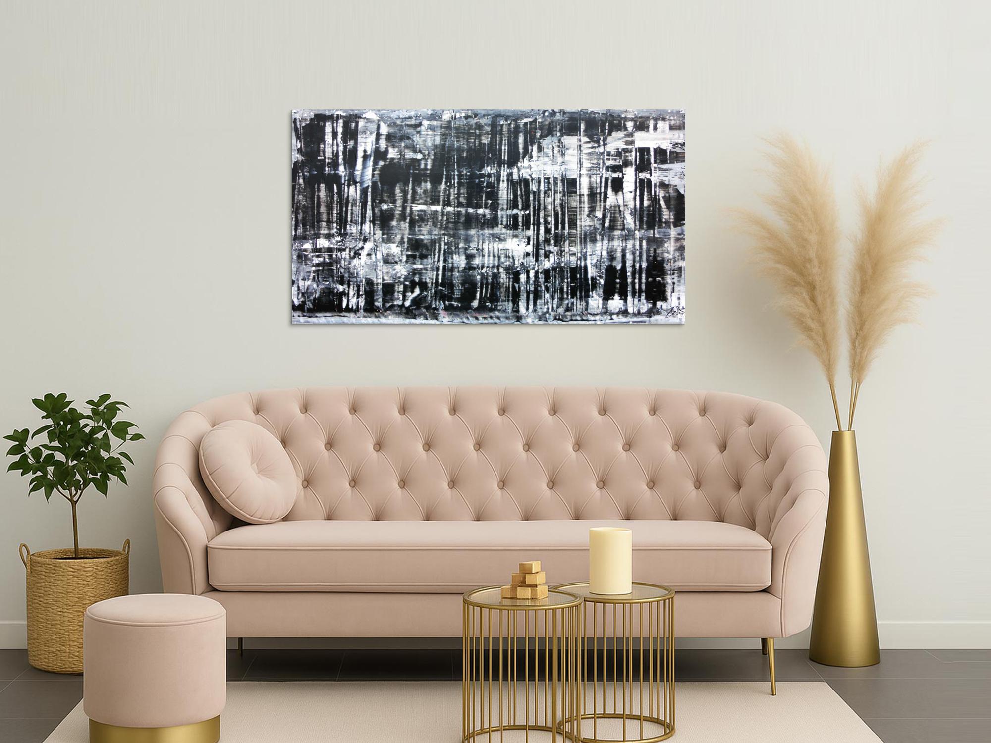 Sehr modernes und schlichtes Acrylbild in schwarz weiß