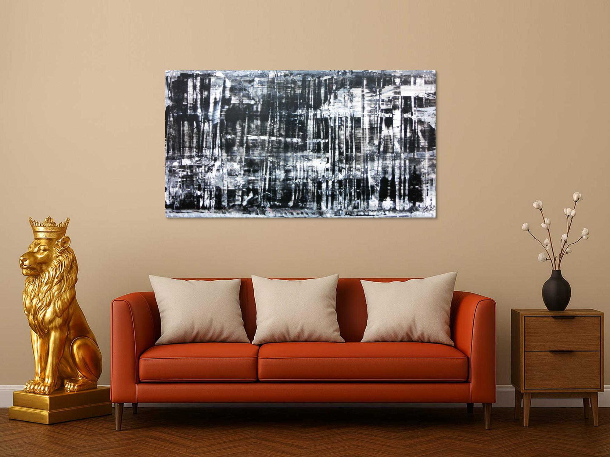 Sehr modernes und schlichtes Acrylbild in schwarz weiß