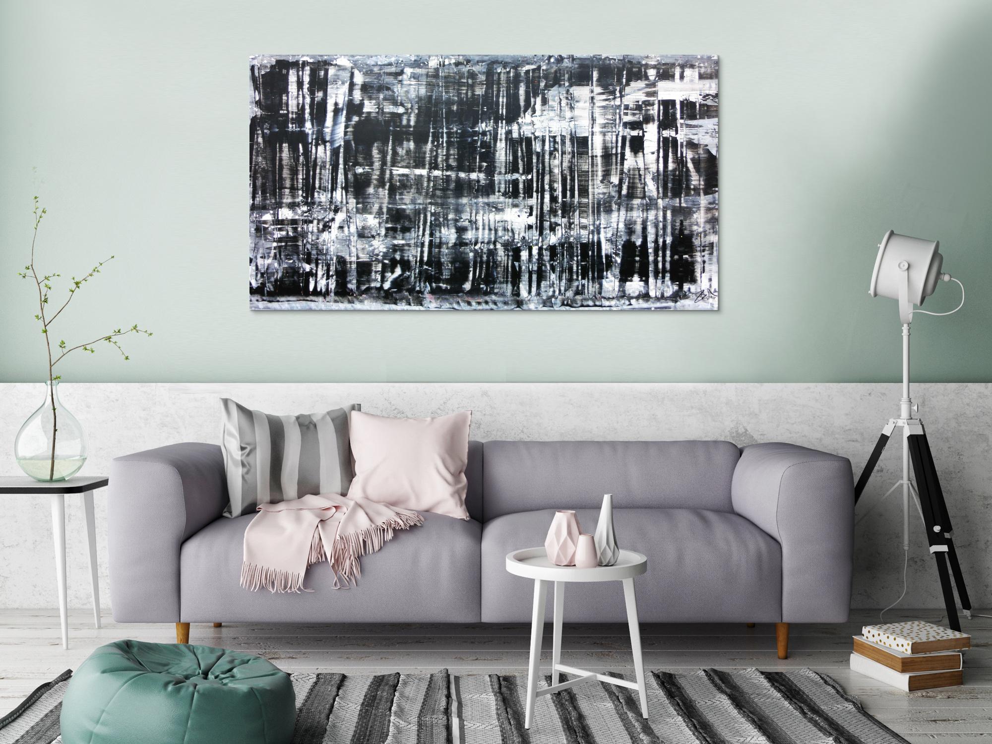 Sehr modernes und schlichtes Acrylbild in schwarz weiß