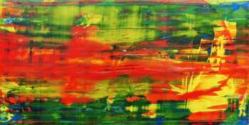 Modernes abstraktes Acrylbild in rot und grün