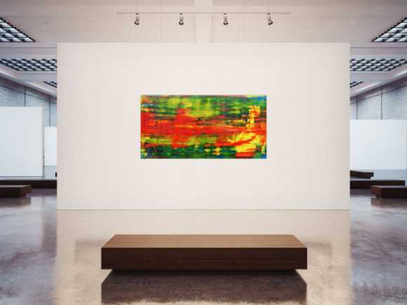 Modernes abstraktes Acrylbild in rot und grün