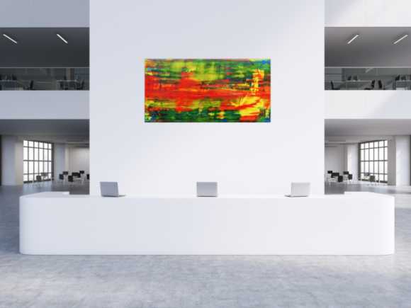 Modernes abstraktes Acrylbild in rot und grün