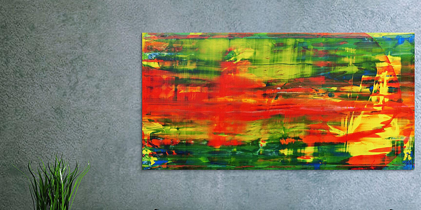 Abstraktes Kunstwerk in Rot und Orange