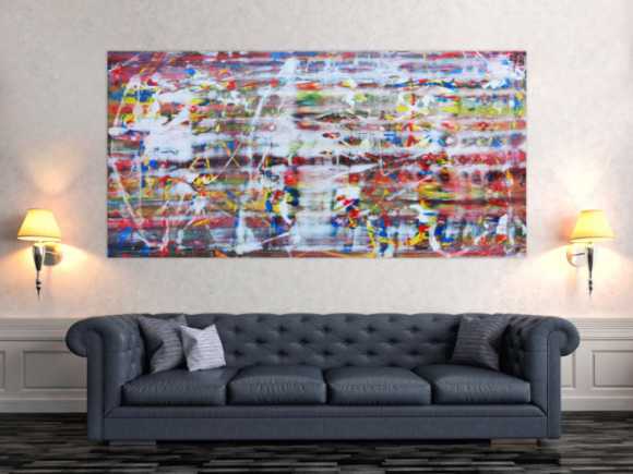 Abstraktes Acrylbild mit hellen bunten Farben modern