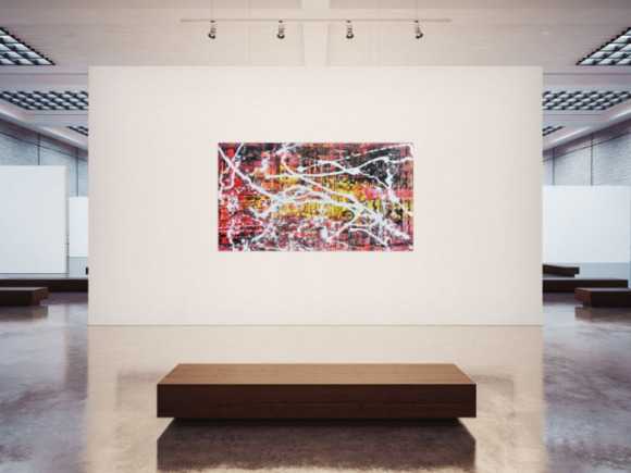 Abstraktes Acrylbild in rot schwarz gelb und weiß sehr modern