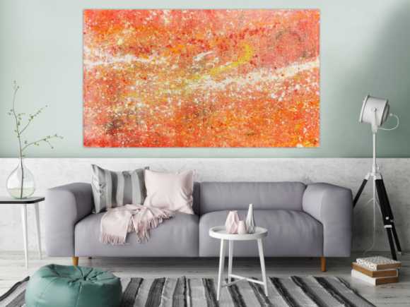Moderes abstraktes Acrylbild in Orange weiß