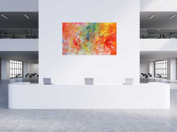 Abstraktes Acrylgemälde modern bunt hell viele Farben