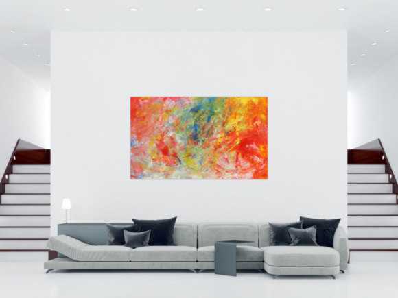 Abstraktes Acrylgemälde modern bunt hell viele Farben