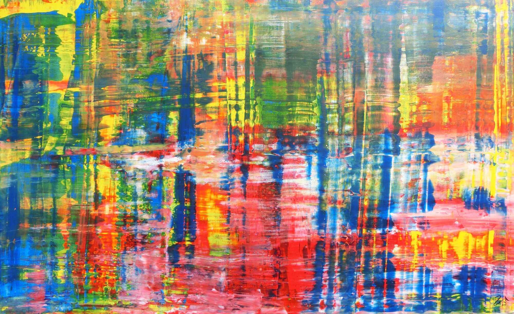 Buntes Acrylbild abstrakt Spachteltechnik modern