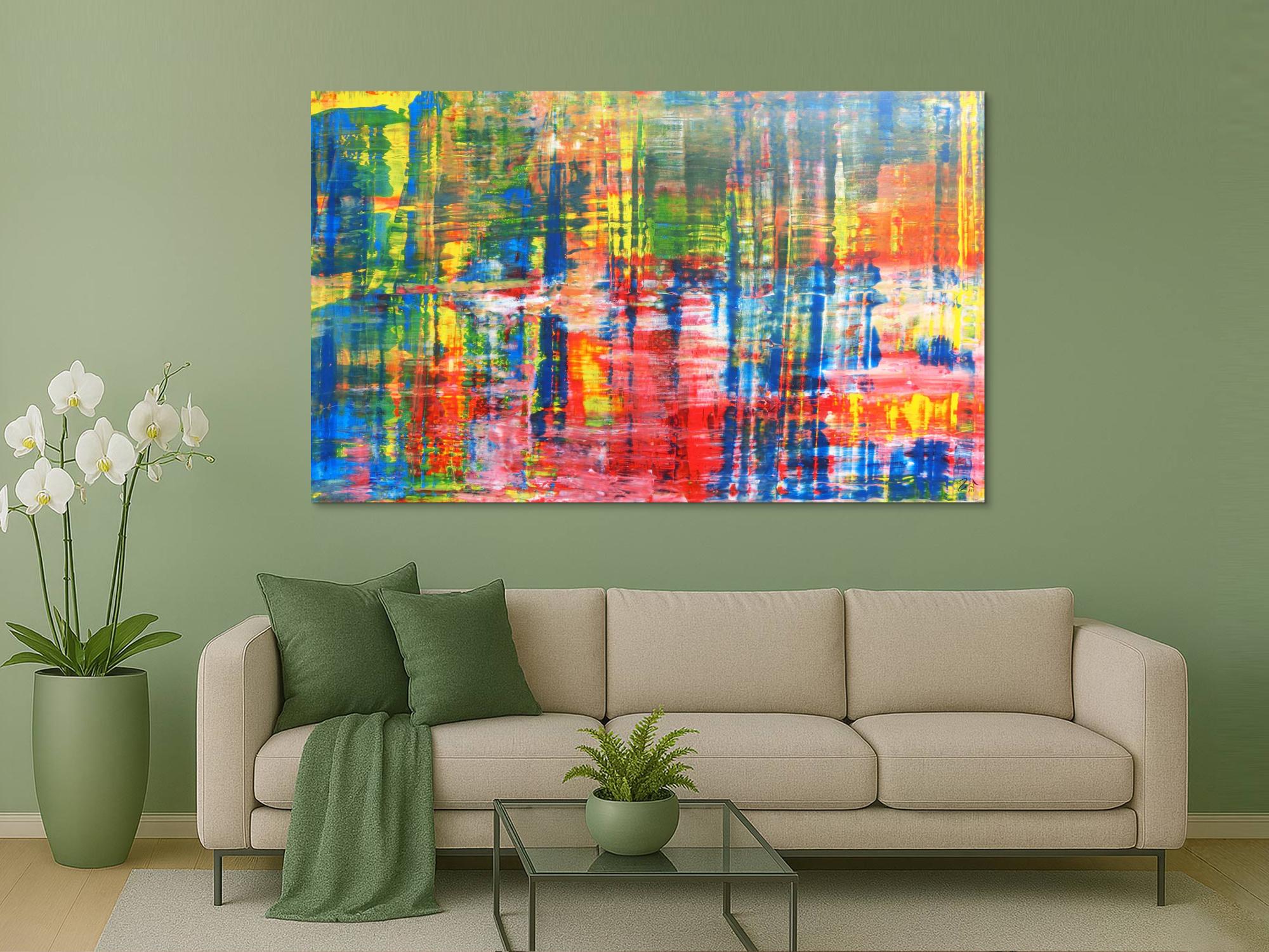 Buntes Acrylbild abstrakt Spachteltechnik modern