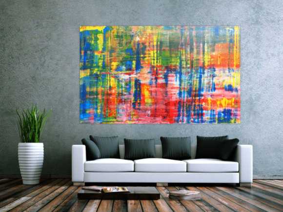 Buntes Acrylbild abstrakt Spachteltechnik modern