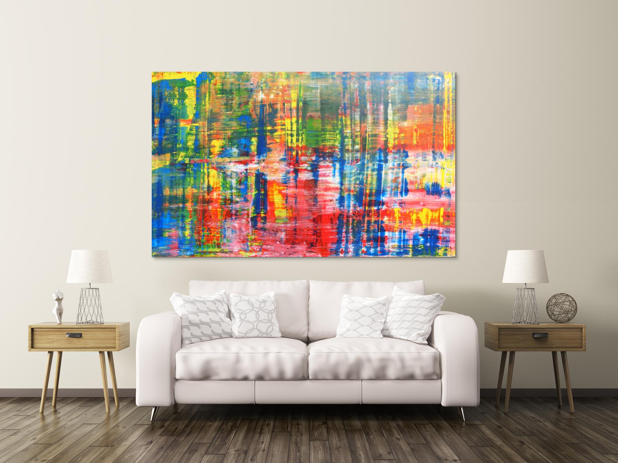 Buntes Acrylbild abstrakt Spachteltechnik modern