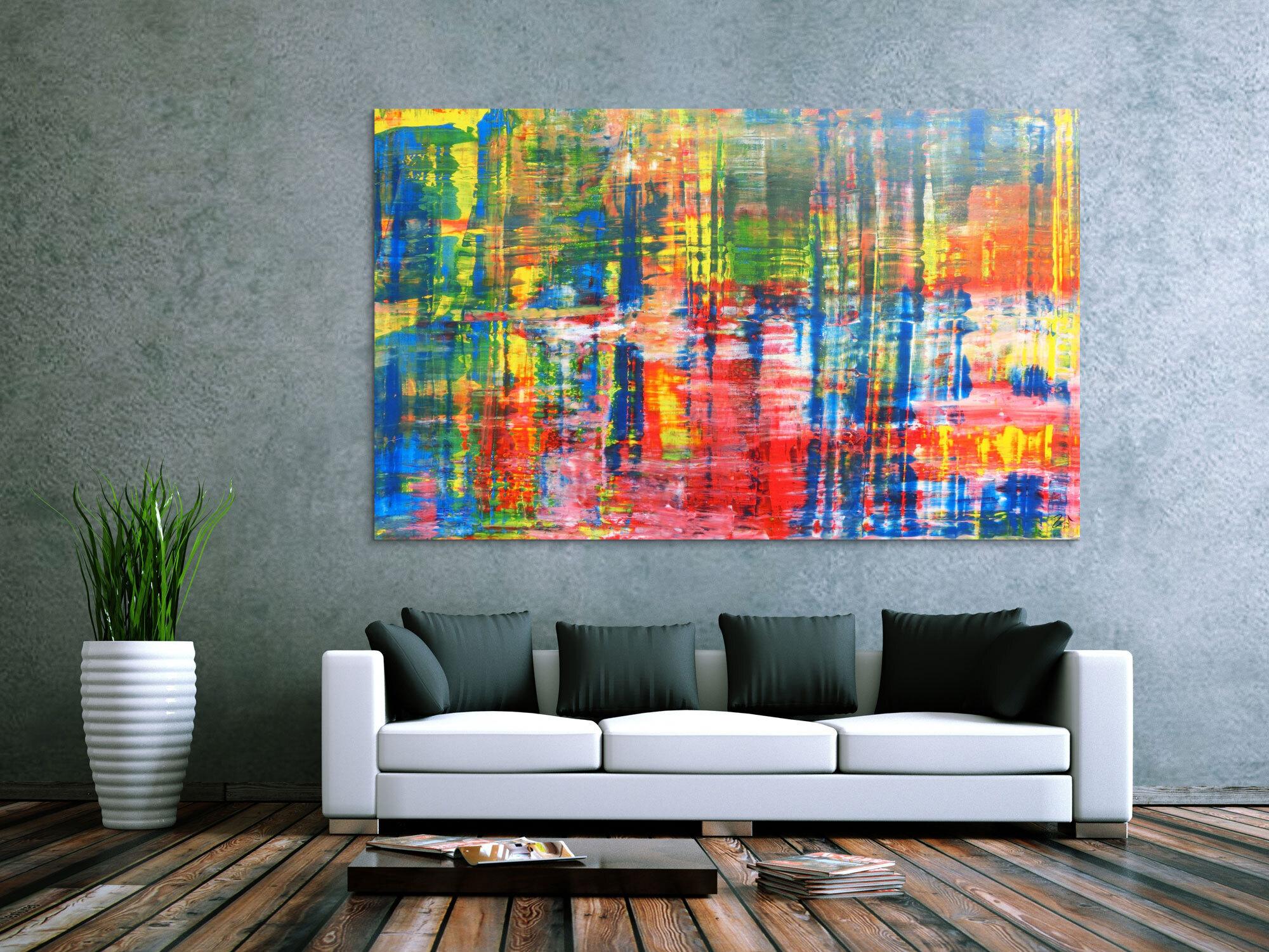 Buntes Acrylbild abstrakt Spachteltechnik modern