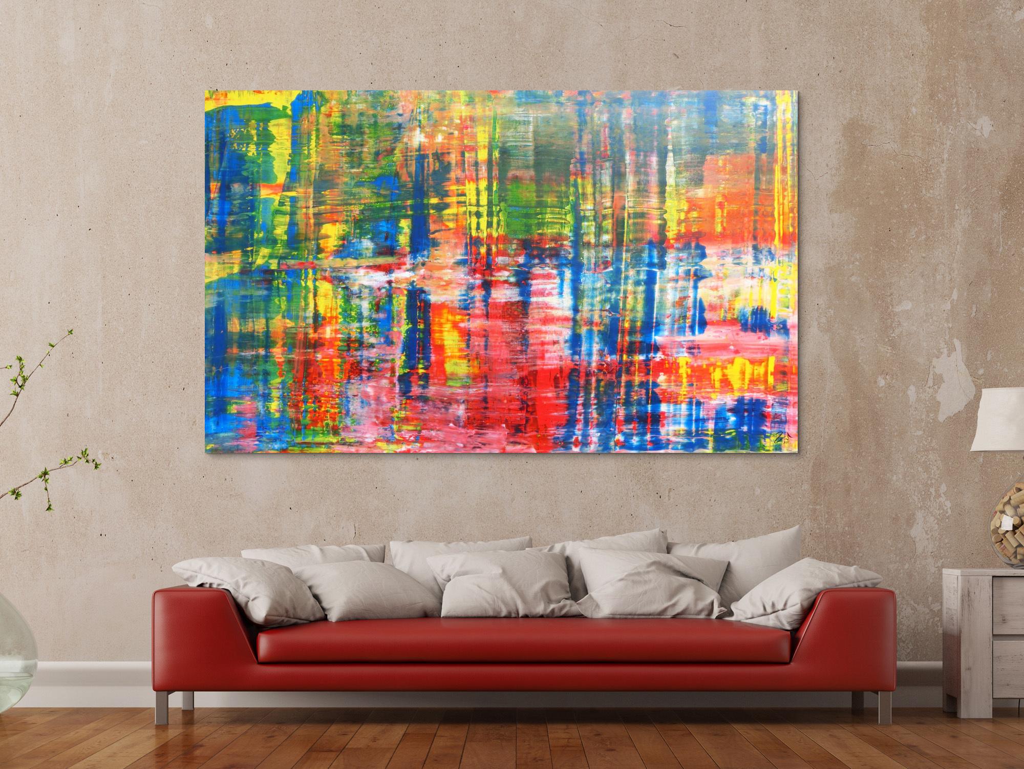 Buntes Acrylbild abstrakt Spachteltechnik modern