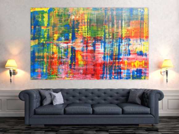Buntes Acrylbild abstrakt Spachteltechnik modern