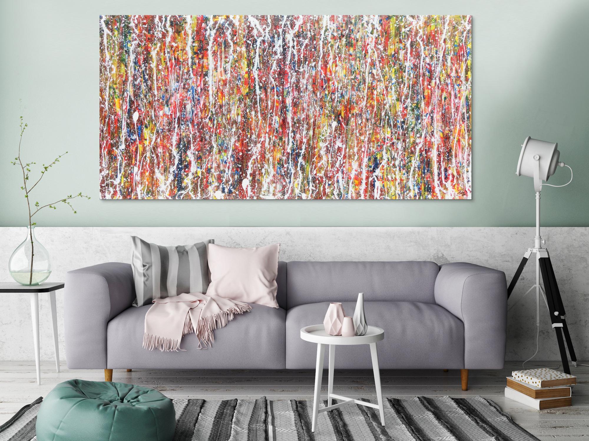 Modernes Acrylbild bunt abstrakt viele Farben